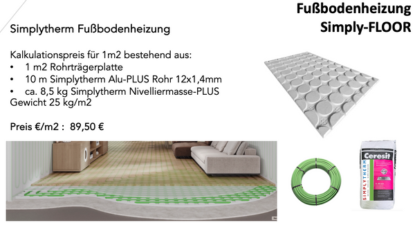 Fußbodenheizung Trockenbau Simplytherm 1m2 Systempreis